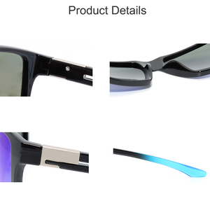 Phong cách màu Xanh Da Báo in kính mát vuông cho nam giới phụ nữ phân cực ống kính màu xanh tùy chỉnh biểu tượng tùy chọn TR90 Trọng lượng nhẹ thể thao - Product Image 5