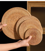 Tapis en rotin tissé à la main résistant à la chaleur, sets de table et sous-verres tissés pour la maison, pour bols, assiettes, théières, table à manger, écologiques