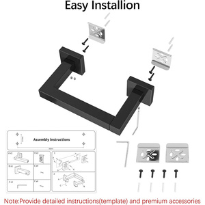 <span class=keywords><strong>Porte</strong></span>-<span class=keywords><strong>papier</strong></span> toilette mural carré en acier inoxydable noir de style moderne Gcheng avec garantie de 3 ans, installation facile - Product Image 6