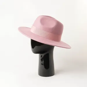 2020 mayorista personalizado panamá hecho a mano rosa 100% lana mujer ala ancha fedoras fedora sombreros sombrero de fieltro