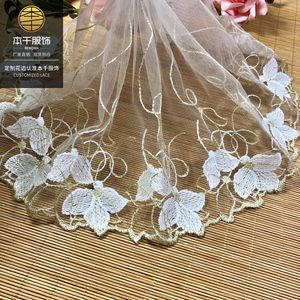 Dentelle brodée en maille à fil doré bicolore de 22 cm pour jupe de mariage, garniture de dentelle haut de gamme, accessoires de vêtement victorien - Product Image 6