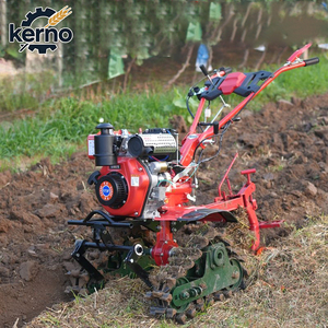 Cultivadora de cadenas diésel de 9hp, máquina autopropulsada con rotocultivador y orugas de goma para agricultura, arrozales y jardines. - Product Image 1