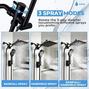 Pommeau de <span class=keywords><strong>douche</strong></span> pluie de 8 pouces avec bras d'extension en laiton de 11 pouces, douchette à main et buses en silicone pour usage quotidien dans les salles de bain d'hôtel - Product Image 4