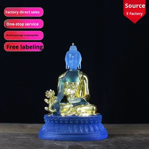 Médecine <span class=keywords><strong>Bouddha</strong></span> Statue Eau Glacée Plaqué Or Résine Ornement Artisanat pour La Maison Salon <span class=keywords><strong>Bouddha</strong></span> Hall Dropshipping One Piece - Product Image 5