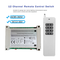 Récepteur 12 canaux 433 MHz, interrupteur à distance sans fil, relais DC12V/24V, interrupteur RF et émetteur à 12 boutons pour l'éclairage