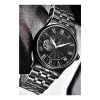 Montre mécanique automatique pour homme, entièrement en acier inoxydable, squelette, affichage 24 heures, luminescente, fabrication en série personnalisée