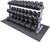 Halter karet Fitness-fitur pegangan berlapis krom, inti besi cor padat, kepala karet heksagonal dan tahan lama