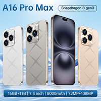 Téléphone 16 Pro Max 5G, directement de l'usine, double SIM, appareil photo arrière 108MP, processeur Deca Core, déverrouillage facial, batterie 8000mAh, HD, Android 14 français