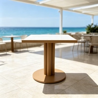 Table de salle à manger en marbre d'extérieur avec base en aluminium, robuste et résistante aux intempéries, table basse pour patio, terrasse, restaurant
