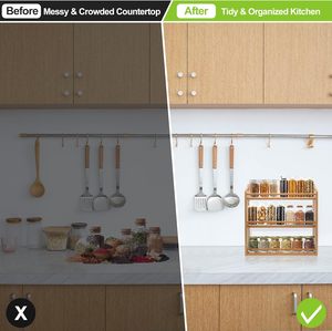 Best 3 Tier Bamboo <b>Wall</b> <b>Mounted</b> Spice Rack <b>Shelf</b> Organizer Kitchen Seasoning Rack Etagere a Epices Porte Epice Spice Racks - Product Image 2