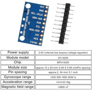 Aismartlink mpu9250 GY-9250 9 doof 16 bit con quay hồi chuyển gia tốc cảm biến từ tính 9 TRỤC thái độ + Mô-đun cảm biến từ kế - Product Image 3