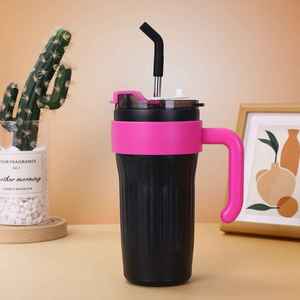 American-style Handle Stainless Steel Vacuum Tumbler with <b>Large</b> Capacity Leak-Proof Straw <b>Cup</b> - Product Image 2