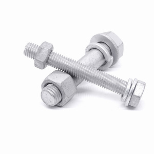 Bulloni Esagonali M10 Zincati a Caldo con Dado e Rondella in Acciaio al Carbonio, Standard DIN933 ISO, Confezione in Scatola, Misure M6/M8/M10 - Product Image 3