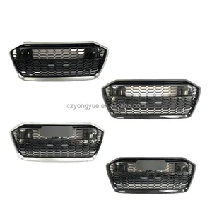 RS6 Front Grill Replacement Car Grills Gloss Black Chrome A6 Front Grille for Audi A6 C8 2020 2021 2022