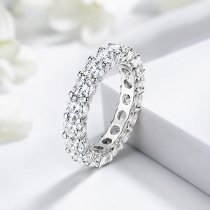 Hot Sale Classic 5mm 0.5CT 925 Sterling <b>Silver</b> Personalized Moissanite <b>Eternity</b> Band Tennis <b>Ring</b> for Women - Product Image 3