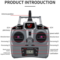 Système émetteur-récepteur radio RC Hotrc HT-6A version améliorée 2.4G 6 canaux avec boîte pour voiture RC, bateau, drone FPV, avion à voilure fixe