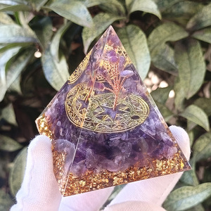 Amethyst <b>Crystal</b> Pyramid Resin Epoxy Craft Aquarium Decoration Desktop Ornament Gift For Home Decor - Product Image 3