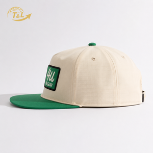 4U GEAR 5 Panel 100% Cotton Snapback Cap Embroidered Logo Unisex Hip Hop Outdoor Sporty Casual Beige Green <b>Flat</b> Brim gorras - Product Image 3