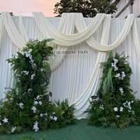 Voilage blanc laiteux en soie de lait pour draperie de mariage, tissu de fond, arrangement de scène de mariage, décoration de scène de fête d'anniversaire