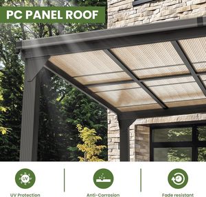 Pérgola para Patio, Gazebo con Techo Inclinado, Pérgola Grande de Pared, Toldos Resistentes, para Jardín, Terraza, Patio, Protección contra la Lluvia - Product Image 6