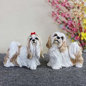 Regalos Únicos para Amantes de los Perros, Escultura de Resina de Simulación, Figura Realista de Perro Maltés, Estatuas de Perro Shih Tzu Artificiales y Realistas - Product Image 4