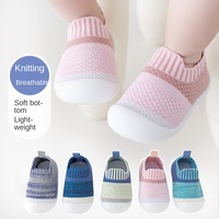 Nouvelles chaussons antidérapantes pour tout-petits avec logo brodé, en coton tricoté, semelle en caoutchouc souple, pour garçons et filles