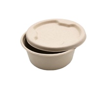 Couvre-bol en fibre de bambou, capacité de 40 oz, pour le camping, les fêtes, 500 ml, biodégradable, compostable, micro-ondable, compatible congélateur