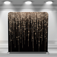 Support mural pour toile de fond en tissu tendu, à montage rapide, moderne, noir et or, avec effet bokeh et paillettes, pour salons professionnels et événements