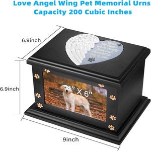 Pet Memorial <strong>Urns</strong> for Dogs or <strong>Cats</strong> Ashes, Wooden Funeral Pets Memorial <strong>Urns</strong> With Photo Frame Casket Burial Ashes <strong>Urn</strong> for Pets - Product Image 2