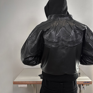 Giacca in <span class=keywords><strong>Pelle</strong></span> Vintage Oversize Personalizzata YYSY OEM, Cappotto Invernale da Motociclista, <span class=keywords><strong>Bomber</strong></span> Varsity in <span class=keywords><strong>Pelle</strong></span> per <span class=keywords><strong>Uomo</strong></span> - Product Image 1