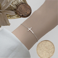 Bracelet en argent sterling 925 avec breloque croix latérale, chaîne à maillons polis pour femme, bijoux fins quotidiens, fabrication OEM ODM