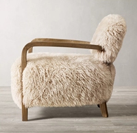 Canapé de Luxe Design pour Intérieur Extérieur, Meuble de Maison à Structure en Bois, Fauteuils de Salon en Fausse Peau de Mouton