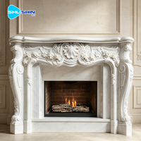 Cheminée d'intérieur moderne avec décoration en pierre naturelle, design sculpté à la main pour salon, chambre, villa, installation, décoration intérieure