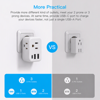 Adaptateur de voyage universel compact à 3 prises américaines et 3 ports USB, chargeur multiprises en cube à 3 faces, prise murale pour hôtel et maison