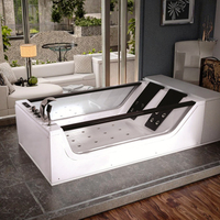 Baignoire autoportante rectangulaire moderne en acrylique blanc, écologique, avec fonction de massage à air et de bain à remous pour salle de bain d'appartement