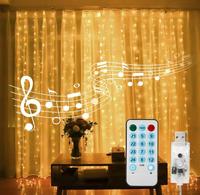 Guirlande lumineuse USB Twinkle 3x3m en cuivre, 300 LED, avec fonction musique et voix, 12 modes, télécommande, pour Noël