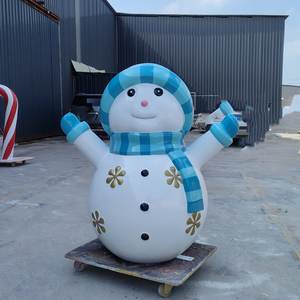 Décorations de bonhomme de neige de Noël en fibre de verre personnalisées, écologiques, art <span class=keywords><strong>déco</strong></span> pour exposition de jardin durable, Noël - Product Image 1