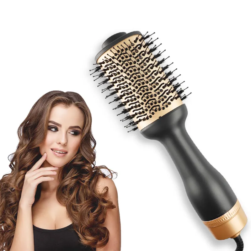With Hot Sale Dual Voltage 1000W One-Step Salon Round Styling Tools Blow Big Hair Straightener Comb Style Hot Air Dryer Brush