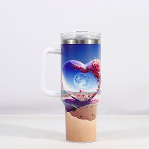 K123 Valentine's Women Gift Heart <b>Tumbler</b> <b>40oz</b> Outdoor Travel Stainless Steel Vacuum Insulated Car Cup Coffee Mugs <b>Handle</b> Custom - Product Image 3