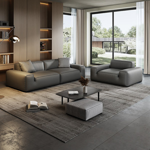 Sofá de Salón Estilo Italiano en Forma de L, Tapizado en Cuero, Edición Minimalista de Diseño para Apartamentos Pequeños, Uso Doméstico - Product Image 3