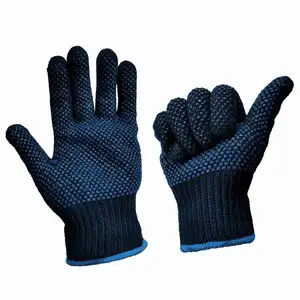 navy blue cotton glove pvc dots warm glove