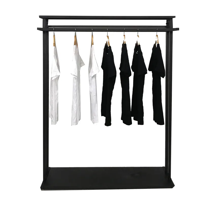 Hot Sale Custom Black DIsplay Rack Metal Cloth Retail Wall Mounted Clothing Racks Clothing Shops Display Stands