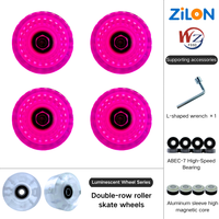 Roues de remplacement pour patins à roulettes pour enfants, à quatre roues, 5832 mm, double rangée, en PU lumineux, résistantes à l'usure, silencieuses, colorées, avec coque en PVC