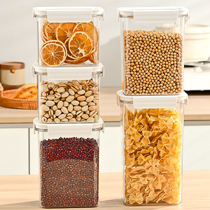 Food Storage Container Square Plastic Sealed Canister 1100Ml 1800Ml 2300Ml For Snacks Grains Pasta Dried Fruit - Product Image 1