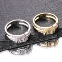 Anneau en laiton plaqué or à la mode personnalisé bijoux CM 5A CZ zircon cubique ensemble invisible anneaux empilables bagues de fiançailles doubles