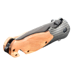 سكين جيب قابل للطي X50 عالي الصلابة بسعر الجملة الرخيص، مقبض من الألومنيوم والخشب، سكين للتخييم والبقاء على قيد الحياة في الهواء الطلق - Product Image 4