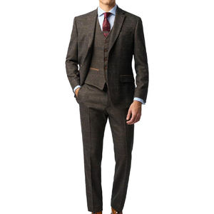 Traje de <span class=keywords><strong>Hombre</strong></span> Talla Grande, Chaqueta de <span class=keywords><strong>Tweed</strong></span> Color Bronceado, Corte Entallado, Traje de Negocios o Boda de Alta Calidad, Traje Casual Personalizado de Un Solo Pecho - Product Image 1