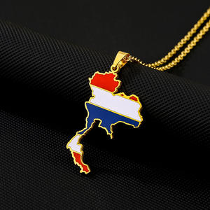 Collar con Mapa de Tailandia en Acero Inoxidable, Joyería con Esmalte que Simula Goteo de Aceite, Colgante de Acero Titanio, Collar de Moda con Mapa de País - Product Image 3