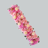 Décoration de table ou d'arche de mariage en soie, faite à la main, réaliste et imperméable, avec rangée de roses artificielles et de fleurs mélangées, 1m