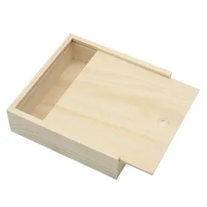 Customized Cheaper Unfinished Wooden Gift Box Wood Packing Wooden Slide Boxes